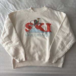 Hollister Cream Ski Colorado Crewneck Sweater